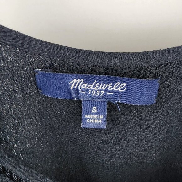 Madewell Black Viscose Lightweight Pleated Racerback Tank Top sz S - Picture 7 of 9